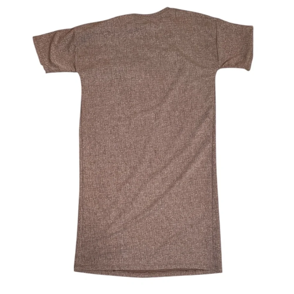 Zara basic pocket tee shirt dress brown tweed plaid size small - Picture 2 of 5